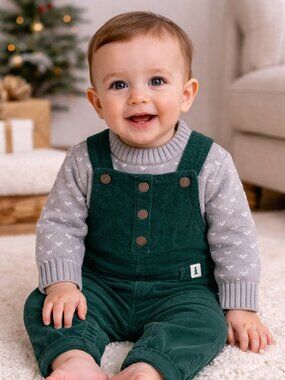 NWT Carter’s Baby Boy 2 Piece Outfit 9 Months Sweater Corduroy Overalls Winter